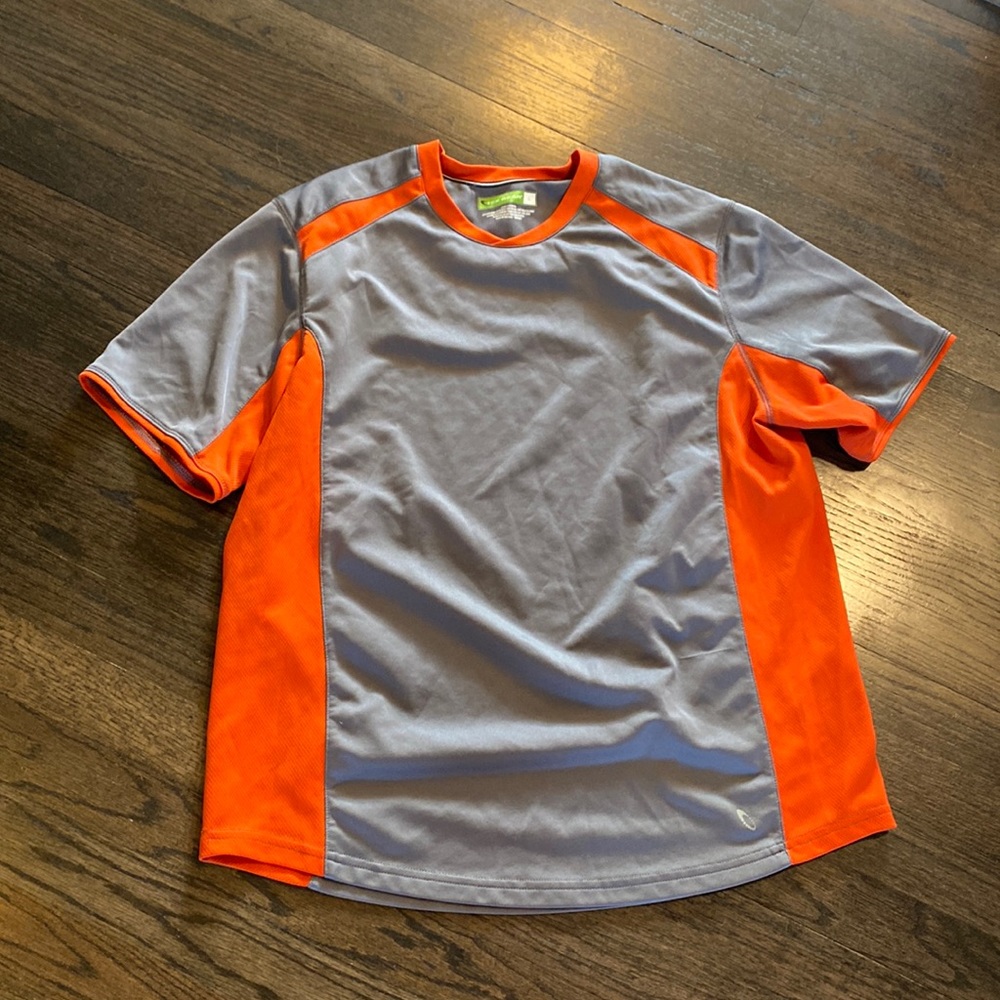 Tek Gear Large Tech Shirt L Gray Orange